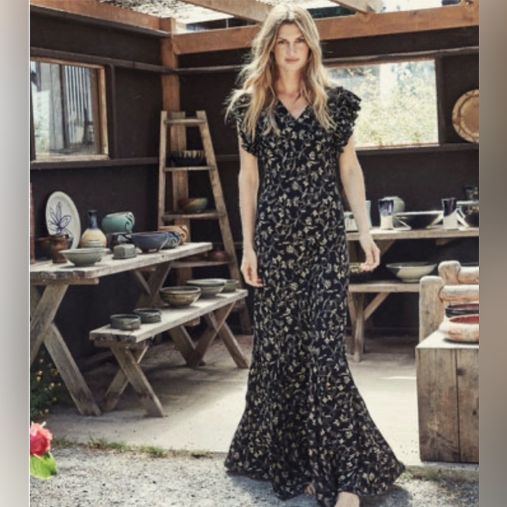 Doen Brindille dress size M black scroll